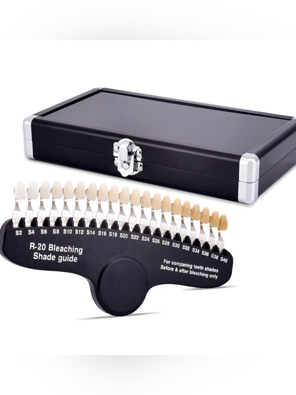 R-20 Teeth Whitening Shade Guide with Built-in-Mirror, 55 Aftercare cards
